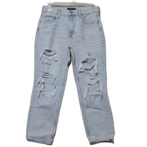Aeropostale jeans Womens 10 distressed Mom Jean high rise 10x27 Grunge Destroyed